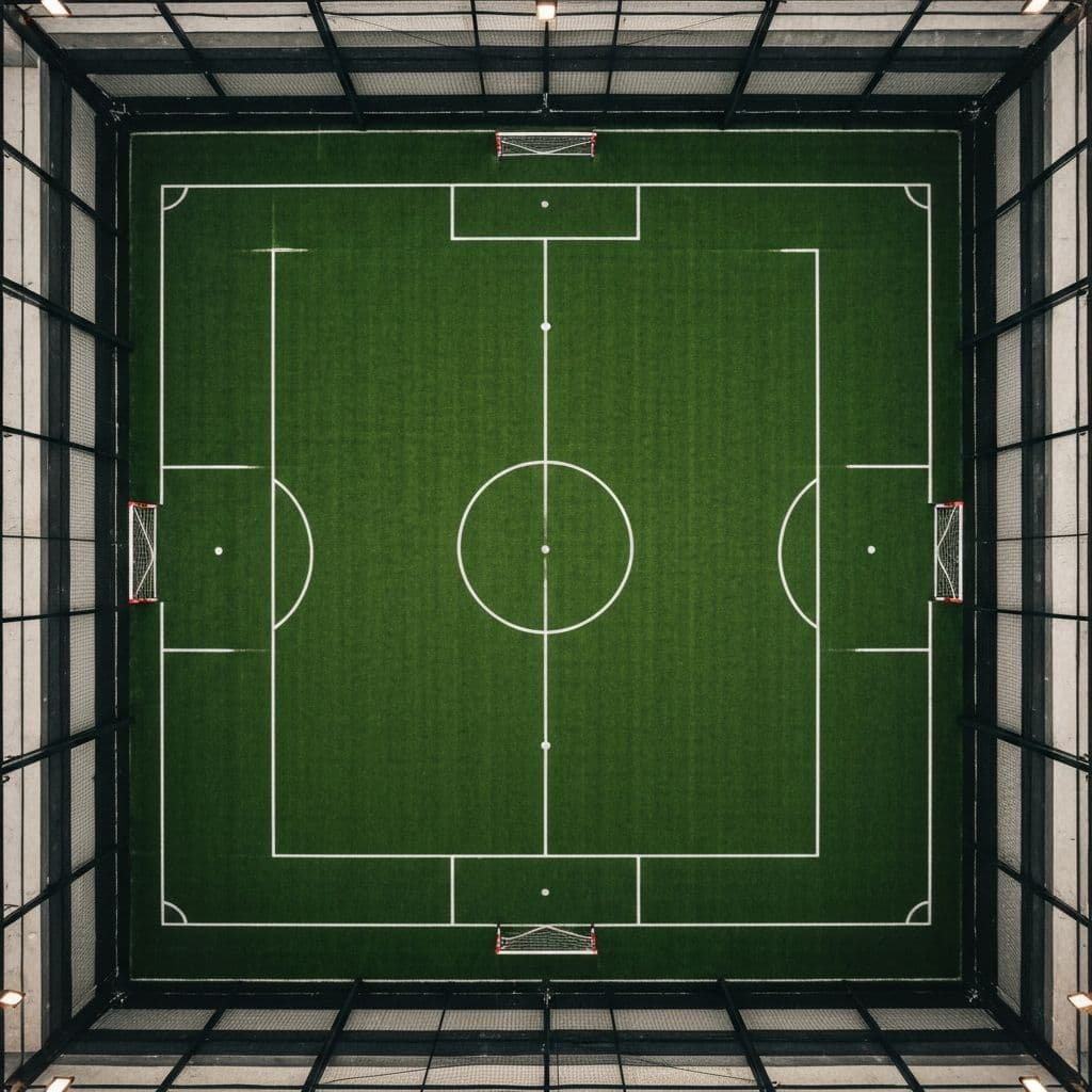 Vista aérea de una cancha de fútbol 5